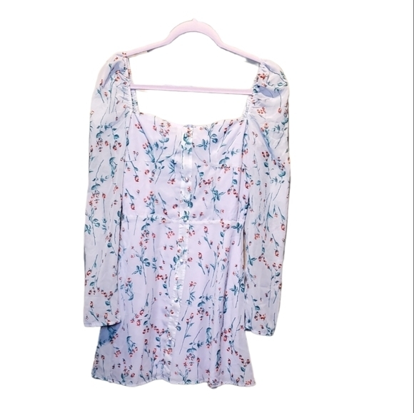 Missguided Dresses & Skirts - Missguided Floral Lilac Square Neckline Mini Dress Size 4 NWT